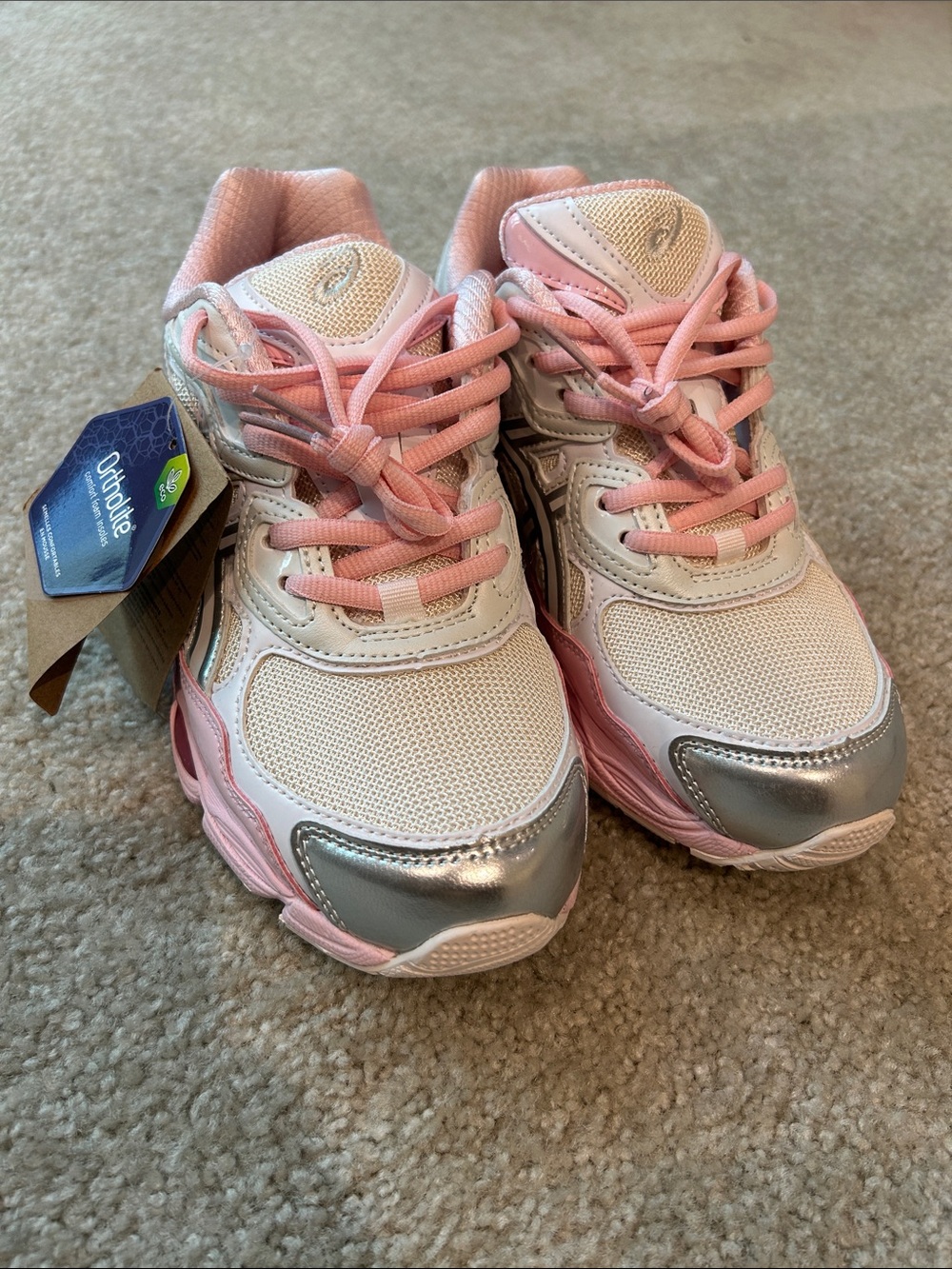 Asics Pink White and Silver Running Sneakers